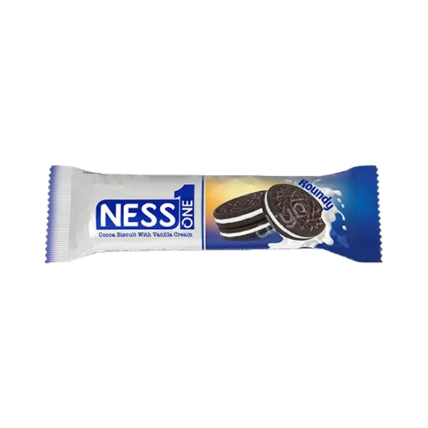 BISCUITI CU CACAO SI CREMA DE VANILIE ROUNDY NESS ONE 56 GR