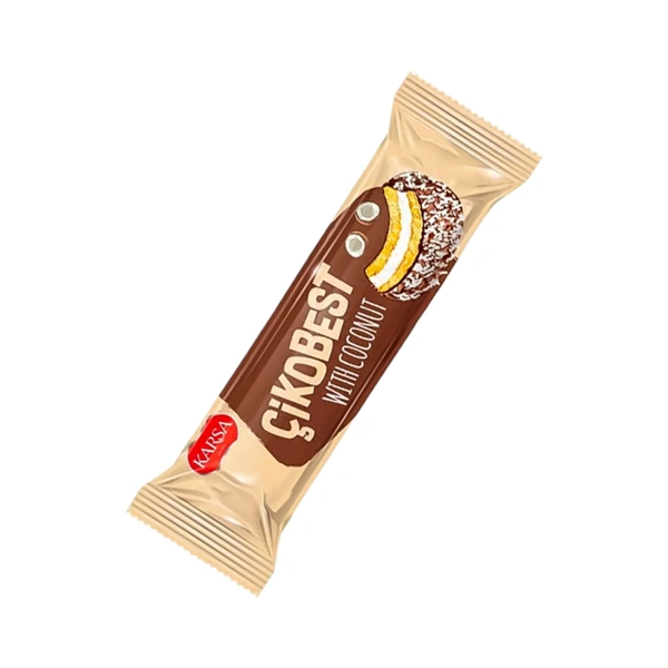 BISCUITI CU CIOCOLATA SI CREMA COCOS CIKOBEST KARSA 56 GR