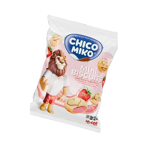BISCUITI CU CREMA DE CAPSUNI CHICO MIKO 24 BUCATI 30 GR