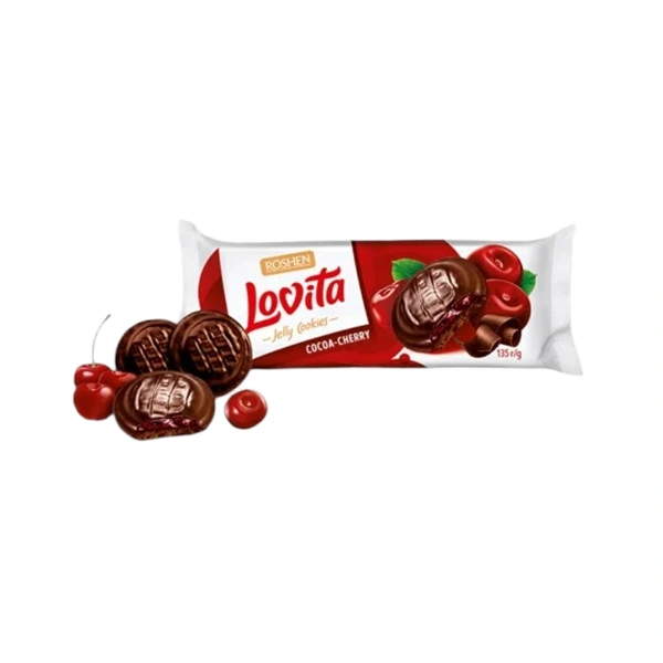 BISCUITI LOVITA CU CIOCOLATA SI JELEU DE CIRESE ROSHEN 135 GR