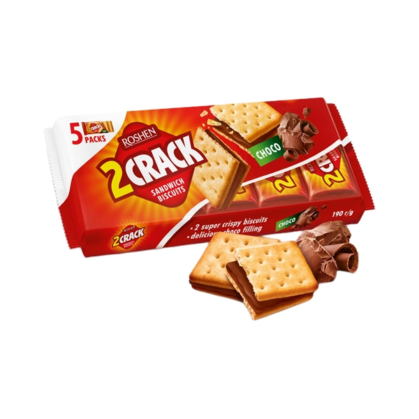 BISCUIȚI CU CREMĂ DE CIOCOLATA ROSHEN CRACKER COCOA 235 GR