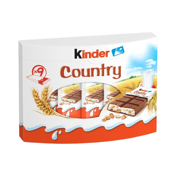 BATOANE DE CIOCOLATA CU CREMA DE LAPTE SI CEREALE KINDER COUNTRY 9 BATOANE 212 GR 9 BUCATI
