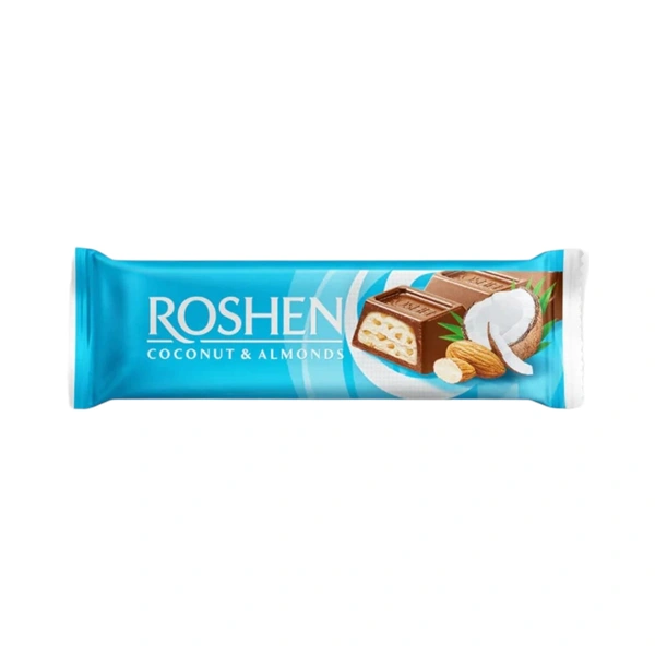 BATON DE CIOCOLATA CU MIGDALE SI COCOS ROSHEN 30 GR