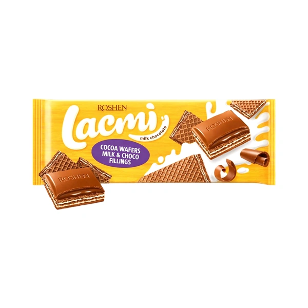 CIOCOLATĂ CU LAPTE CU NAPOLITANE DE CACAO UMPLUTURĂ DE LAPTE ȘI CACAO ROSHEN 235 GR