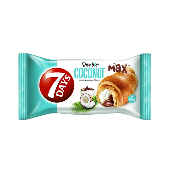 DOUBLE CROISSANT CU UMPLUTURA DE CACAO SI AROMA DE CACAO COCOS 7 DAYS 80 GR