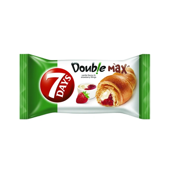 DOUBLE CROISSANT CU UMPLUTURA DE CACAO SI AROMA DE VANILIE CAPSUNI 7 DAYS 80 GR