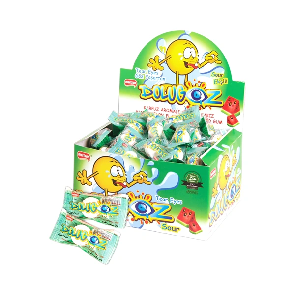 GUMA DE MESTECAT DOLUGOZ CU AROMĂ ACRIȘOARĂ DE PEPENE VERDE GUST INTENS TEXTURĂ PERFECTĂ 3 GR