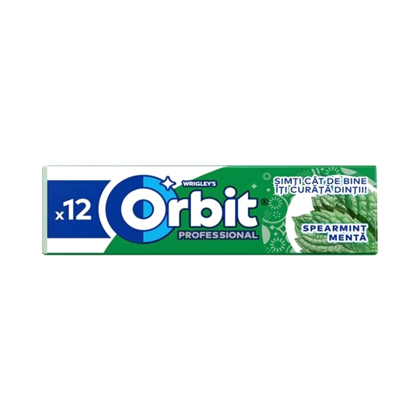 GUMA DE MESTECAT ORBIT PROFESSIONAL SPEARMINT CU AROMA DE MENTA 16 30 BUCATI 8 GR