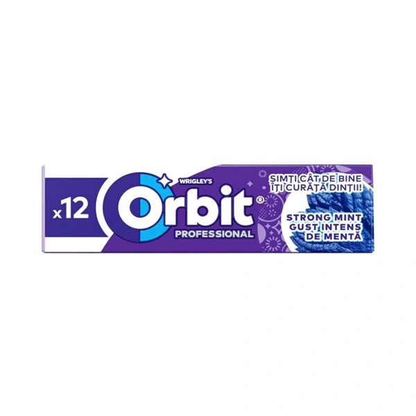GUMA DE MESTECAT ORBIT PROFESSIONAL STRONG MINT CU AROME DE MENTA SI MENTOL 16 30 SETURI 8 GR