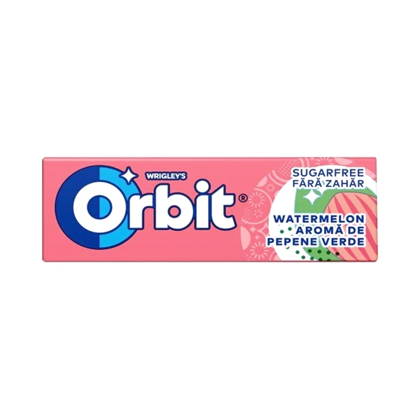 GUMA DE MESTECAT ORBIT WATERMELON CU AROMA DE PEPENE ROSU 30 SETURI 14 GR