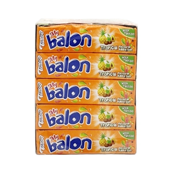 GUMĂ DE MESTECAT MYBALON TATTOO AROMĂ TROPICALĂ 20 BUCĂȚI CUTIE 18 GR