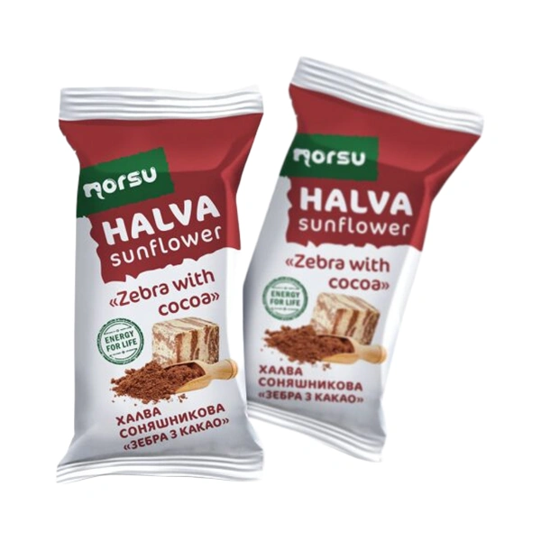 HALVA FLOAREA SOARELUI „ZEBRA” CU CACAO 1.5 KG (50 × 30 G)