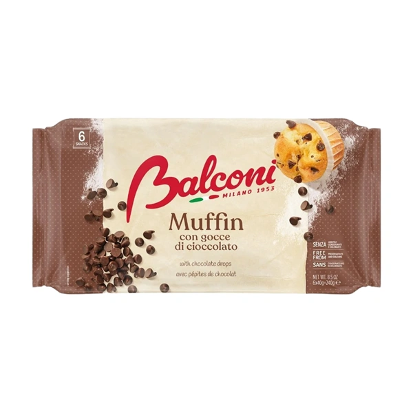 PRAJITURI MUFFIN BALCONI BRIOSE CU BUCATI DE CIOCOLATA 6 X 40 GR