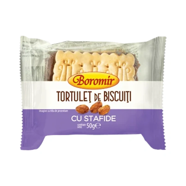 TORTULET DE BISCUITI CU STAFIDE BOROMIR 50 GR
