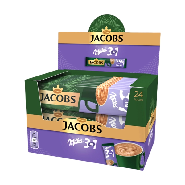 CAFEA SOLUBILA INSTANT JACOBS 3 IN 1 MILKA X 24 PLICURI 18 GR