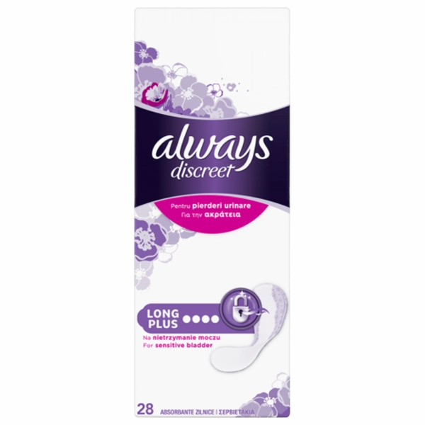 ABSORBANTE ALWAYS DISCREET ZILNICE INCONTINENTA LONG PLUS 28BUC 4BAX
