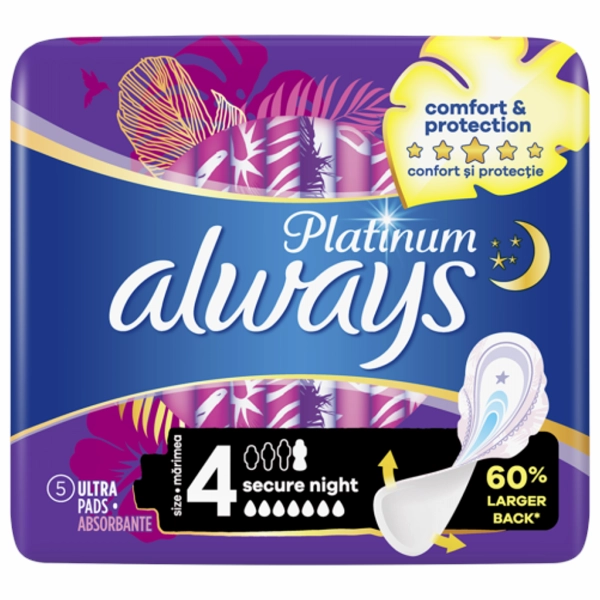 ABSORBANTE ALWAYS PLATINUM NIGHT ULTRA 5BUCSET 18BAX