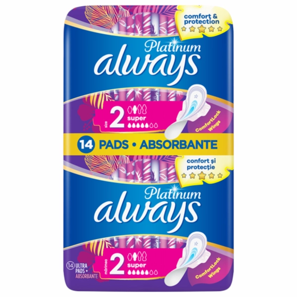 ABSORBANTE ALWAYS PLATINUM SUPER ULTRA 14BUCSET 10BAX