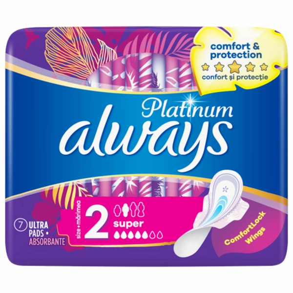 ABSORBANTE ALWAYS PLATINUM SUPER ULTRA 7BUCSET 20BAX