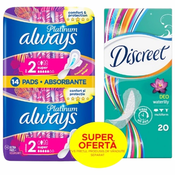 ABSORBANTE PACHET PROMO ALWAYS PLATINUM DUO S2 14BUC DISW