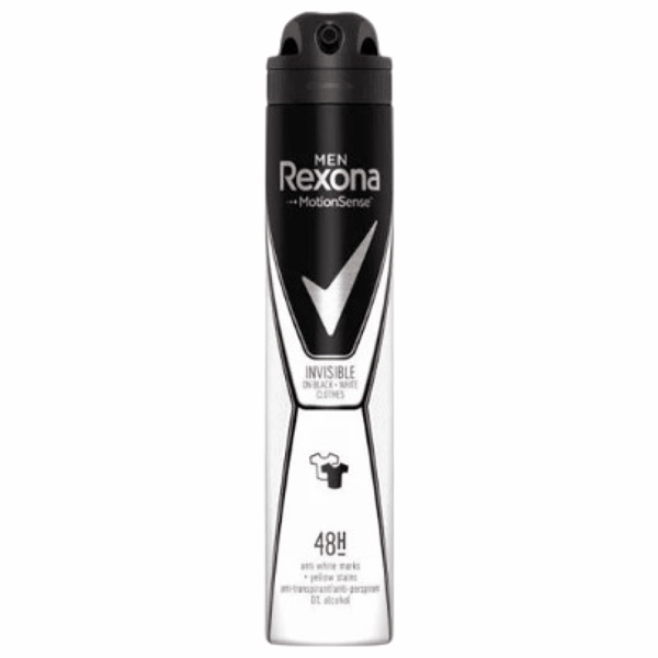 DEO MEN REXONA INVISIBLE BLACK WHITE 48H 6BUH 200 ML