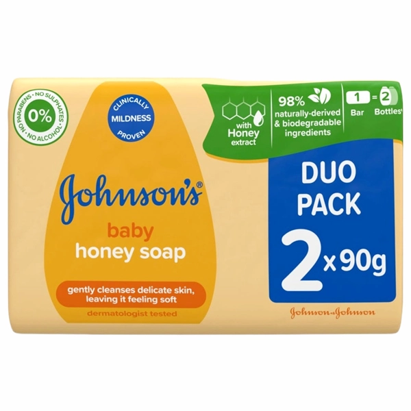 JOHNSONS BABY SAPUN HONEY 2X90 GR 18SETBAX