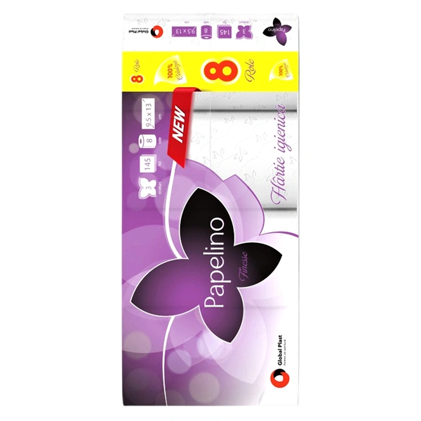HARTIE IGIENICA ALBA PAPELINO FINESSE 3 STRATURI 8 ROLE SET