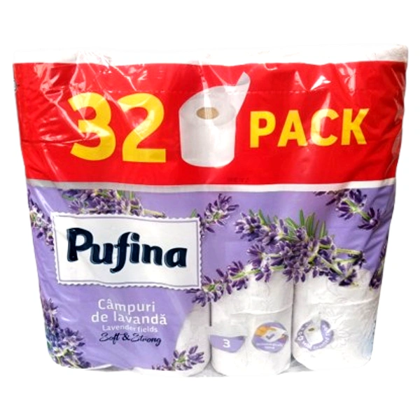 HARTIE IGIENICA LAVANDER PUFINA SOFT 3STR 32ROLE BAX