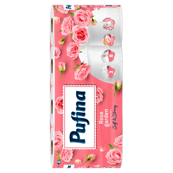 HARTIE IGIENICA TRANDAFIRI PUFINA LUX 3STR 8ROLE 7SETBAX