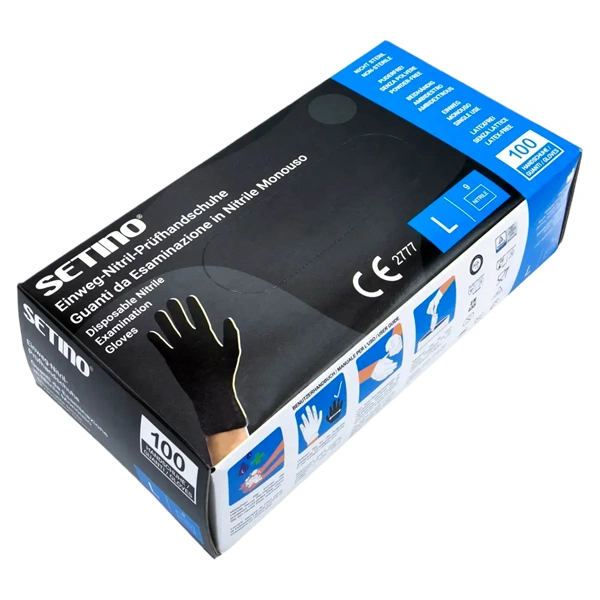 MANUSI PREMIUM NITRIL NEPUDRATE NEGRE SETINO L 5 GR