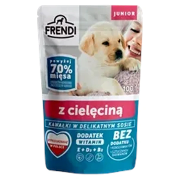 HRANA FRENDI JUNIOR BUCATELE IN SOS DELICAT CU CARNE DE VITEL 24X100 GR