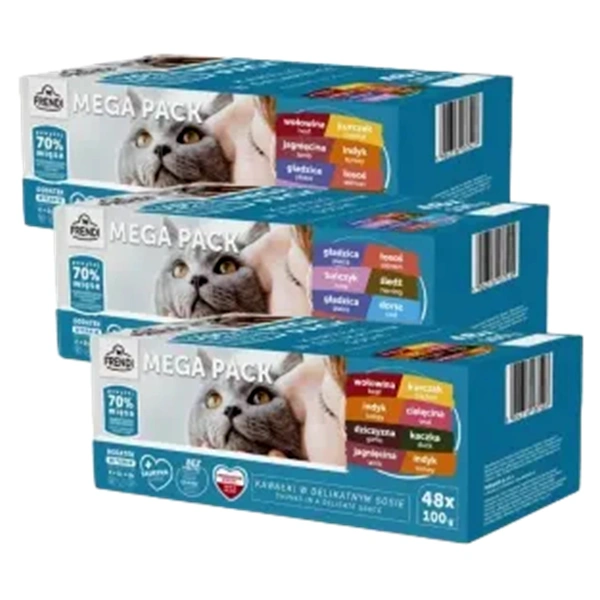 HRANA FRENDI PLICULETE PENTRU PISICI AROME DE CARNE SI PESTE IN SOS 144X100 GR