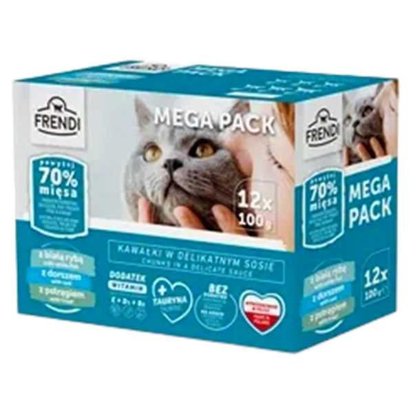 HRANA FRENDI PLICULETE PENTRU PISICI PESTE ALB CODUL PASTRAV 12X100 GR