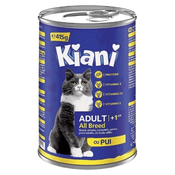 HRANA UMEDA PISICI PUI CONSERVA KIANI 415 GR 24BAX