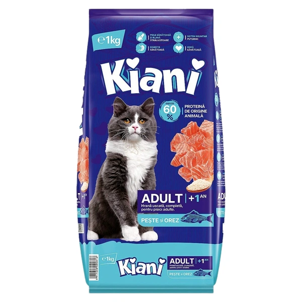 HRANA USCATA PISICI ADULTE PESTE SI OREZ KIANI 1 KG