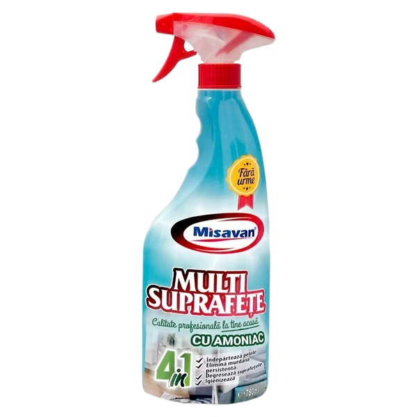 SOLUTIE MULTISUPRAFETE CU AMONIAC 4IN1 MISAVAN 750 ML