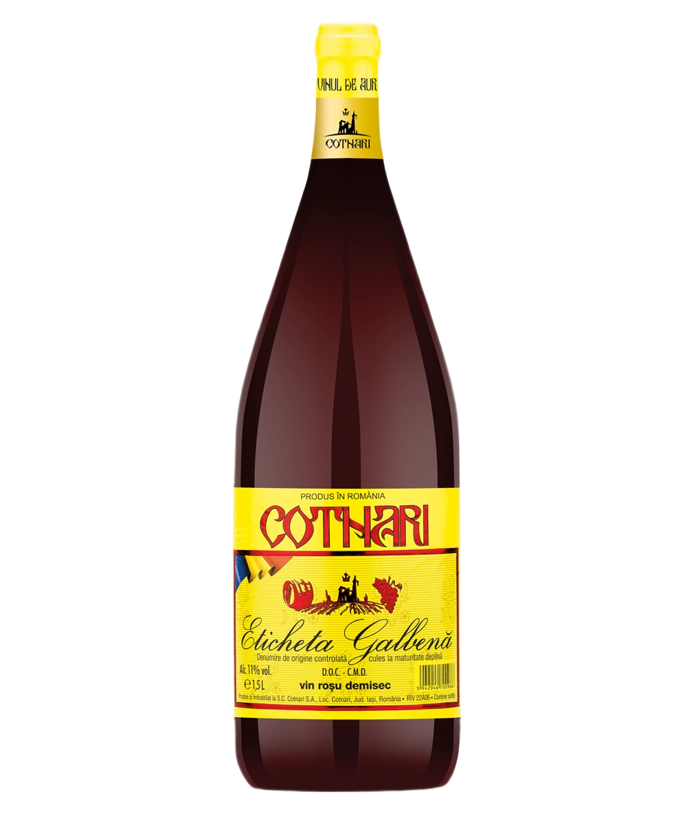 Cotnari Eticheta Galbena Rosu Demisec 1,5 Litri
