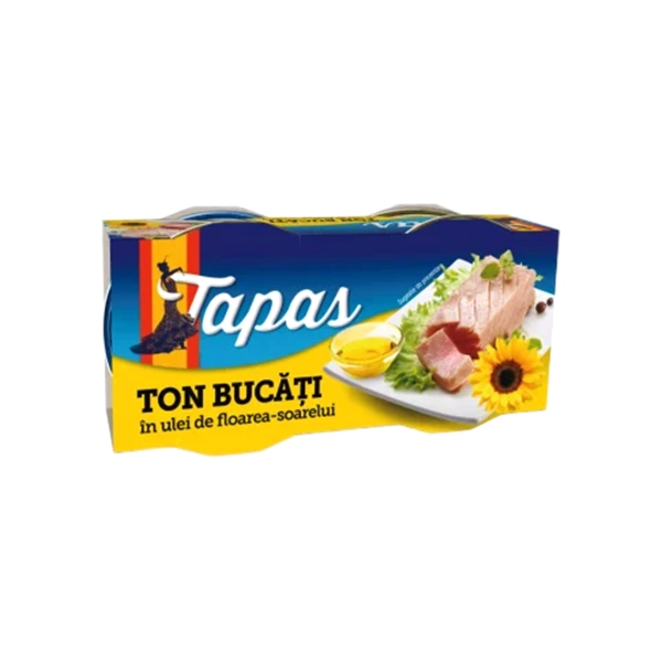 TON BUCATI IN ULEI DE FLOAREA SOARELUI 2XPACK TAPAS 80 GR