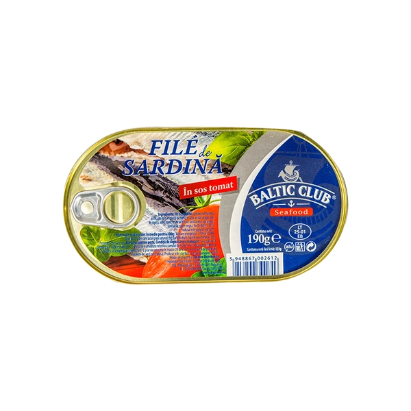 FILE SARDINA SOS TOMAT BALTIC CLUB DARINNE 190 GR