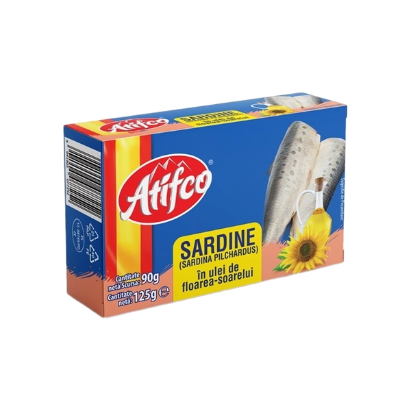 SARDINE IN ULEI DE FLOAREA SOARELUI ATIFCO 125 GR