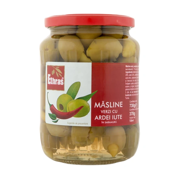 MASLINE VERZI UMPLUTE CU ARDEI IUTE ETHRAS 680 GR